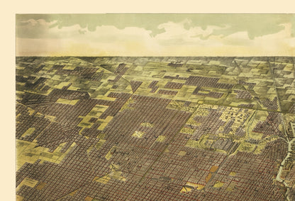 Historic Panoramic View - Chicago Illinois - Reynertson 1892 - Vintage Wall Art