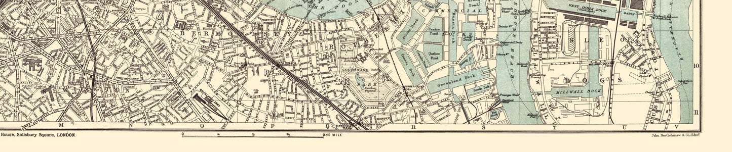 Historic Map - London England Central Section 3 - Bartholomew 1913