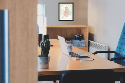 Historic Map - England Wales 1643 - Gardiner 1902 - Vintage Wall Art