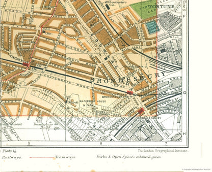 Historic Map - Cricklewood London England - Philip 1904 - Vintage Wall Art