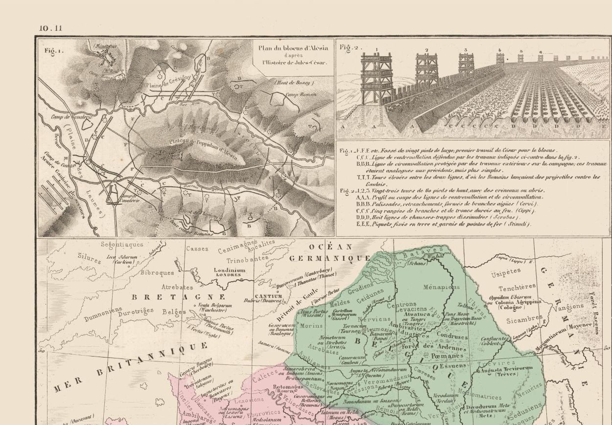 Historic Map - France Italy Belgium Punic Wars - Drioux 1882 - Vintage Wall Art