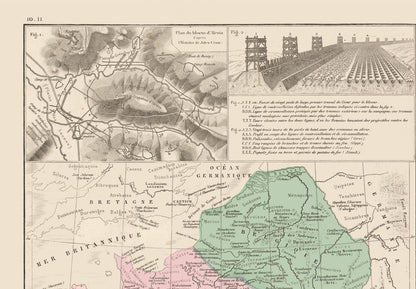 Historic Map - France Italy Belgium Punic Wars - Drioux 1882 - Vintage Wall Art