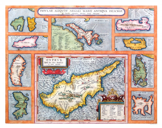 Historic Map - Europe Aegean Sea Islands - Ortelius 1570 - Vintage Wall Art
