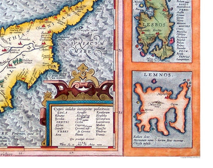 Historic Map - Europe Aegean Sea Islands - Ortelius 1570 - Vintage Wall Art