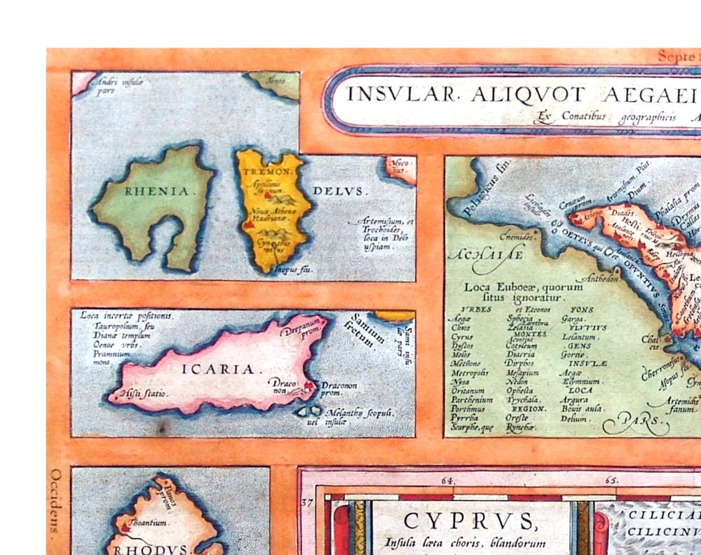 Historic Map - Europe Aegean Sea Islands - Ortelius 1570 - Vintage Wall Art
