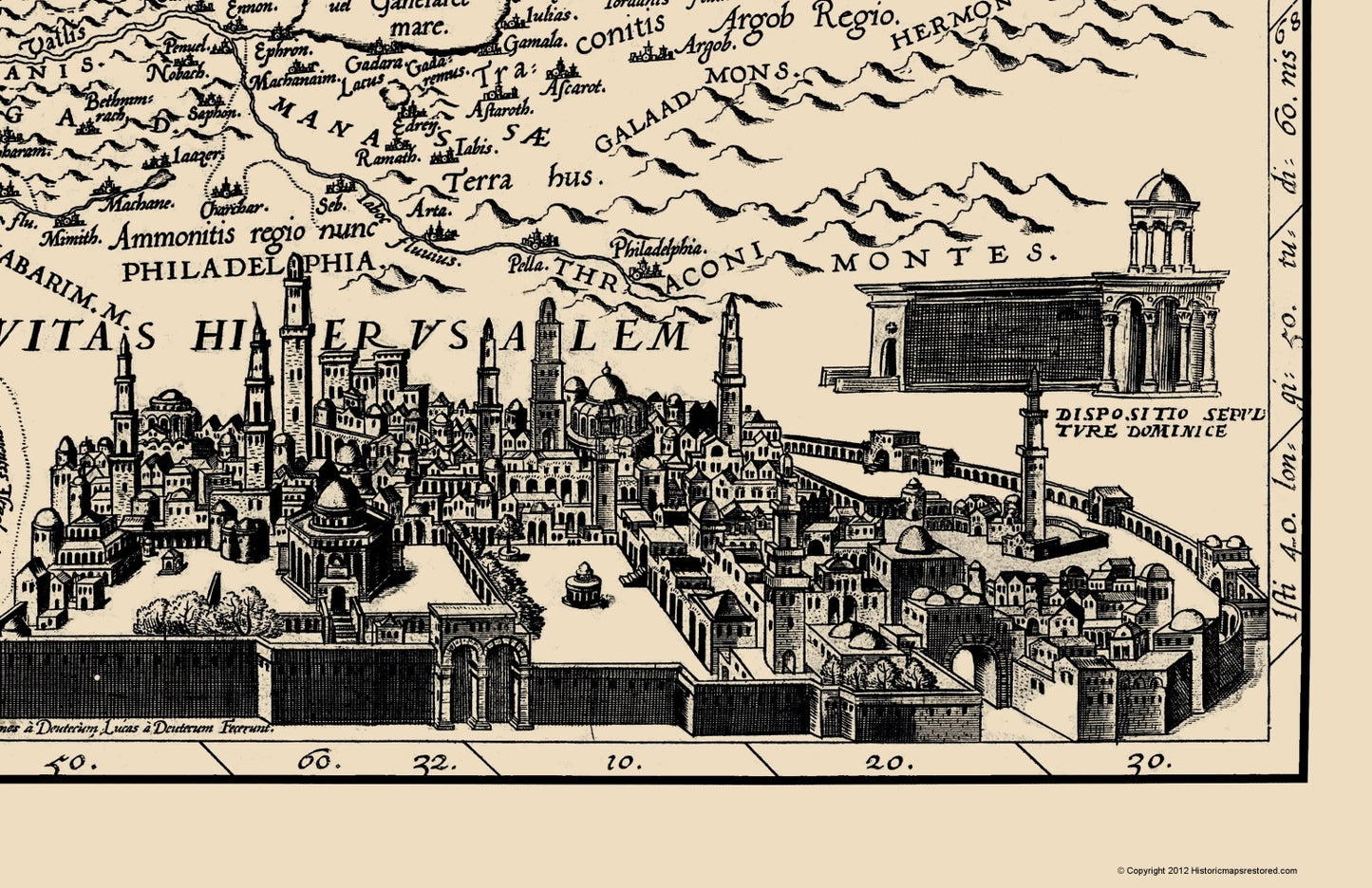 Historic Map - Jerusalem Israel Holy Land - De Jode 1578 - Vintage Wall Art