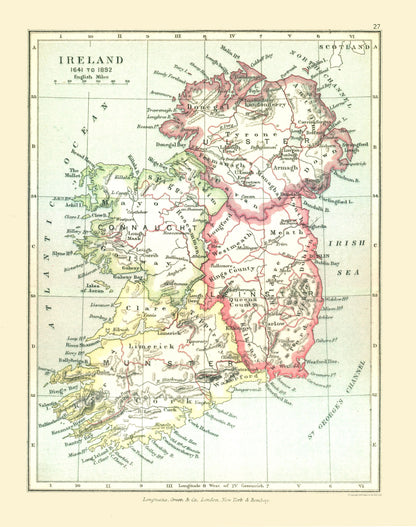 Historic Map - Ireland 1641 - Gardiner 1902 - 23 x 29.13 - Vintage Wall Art