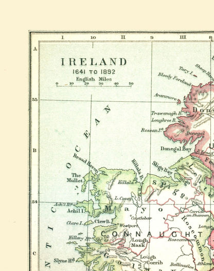 Historic Map - Ireland 1641 - Gardiner 1902 - 23 x 29.13 - Vintage Wall Art