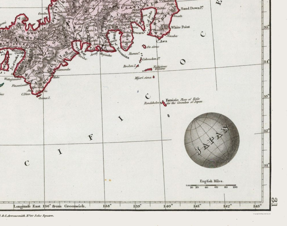 Historic Map - Japan - Arrowsmith 1825 - Vintage Wall Art
