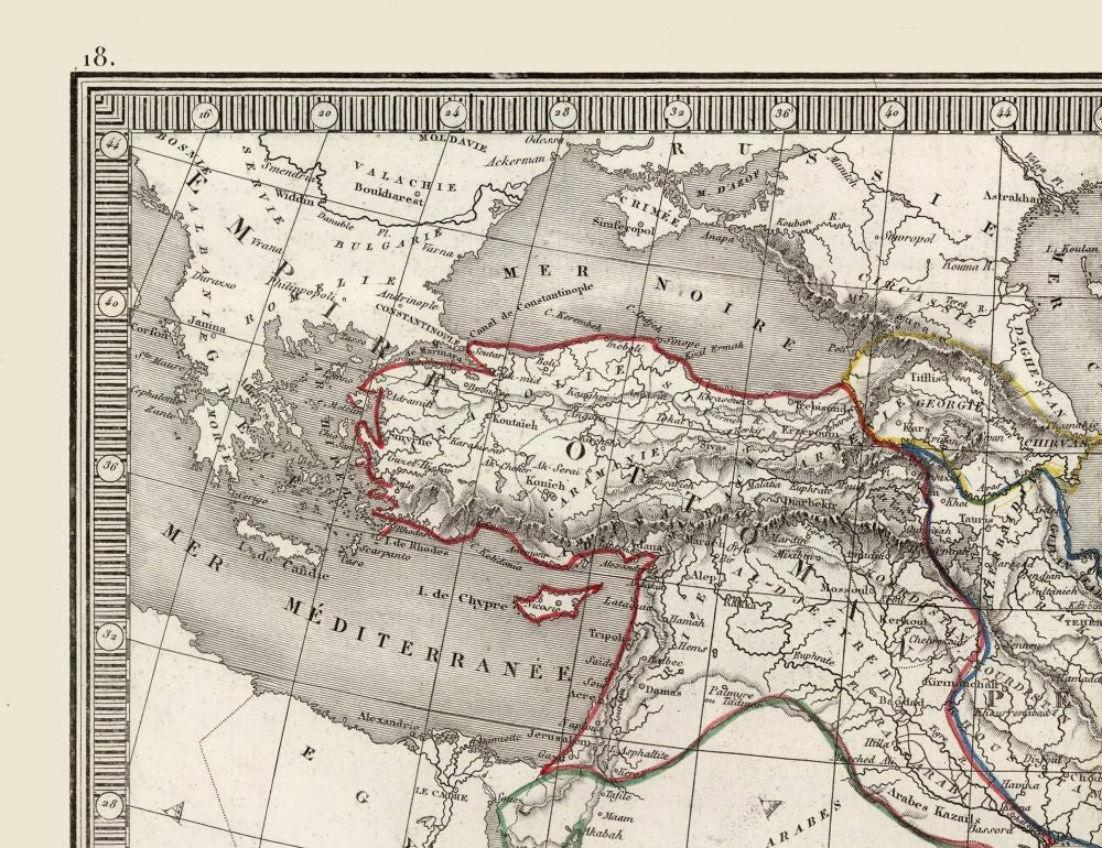 Historic Map - Middle East - Monin 1839 - Vintage Wall Art