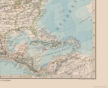 Historic Map - North America - Stieler 1885 - Vintage Wall Art