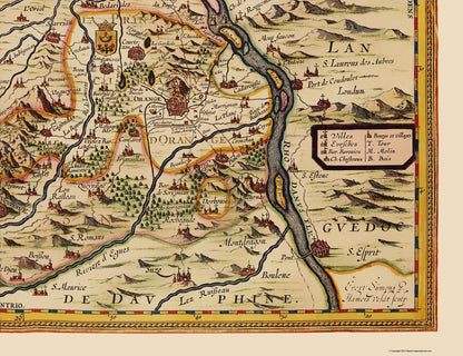 Historic Map - Orange France Principality - Jansson 1630 - Vintage Wall Art