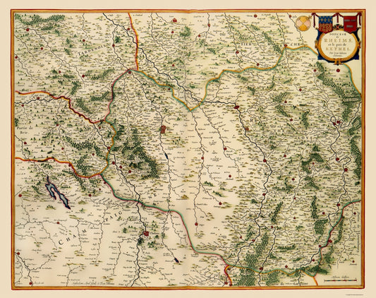 Historic Map - Reims France Vicinity - Blaeu 1635 - Vintage Wall Art