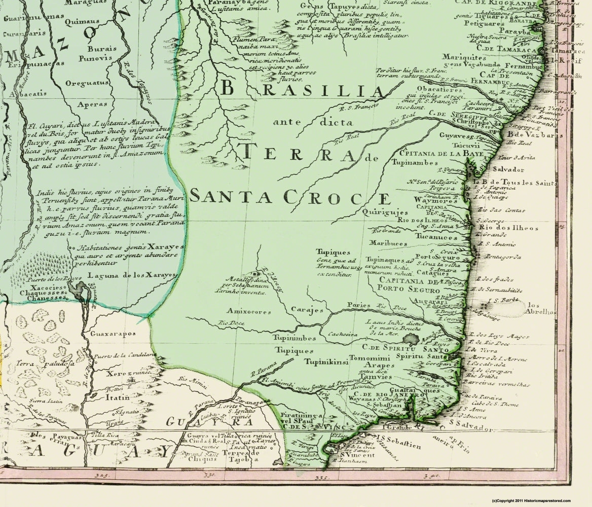 Historic Map - Peru Brazil - Homann 1748 - Vintage Wall Art
