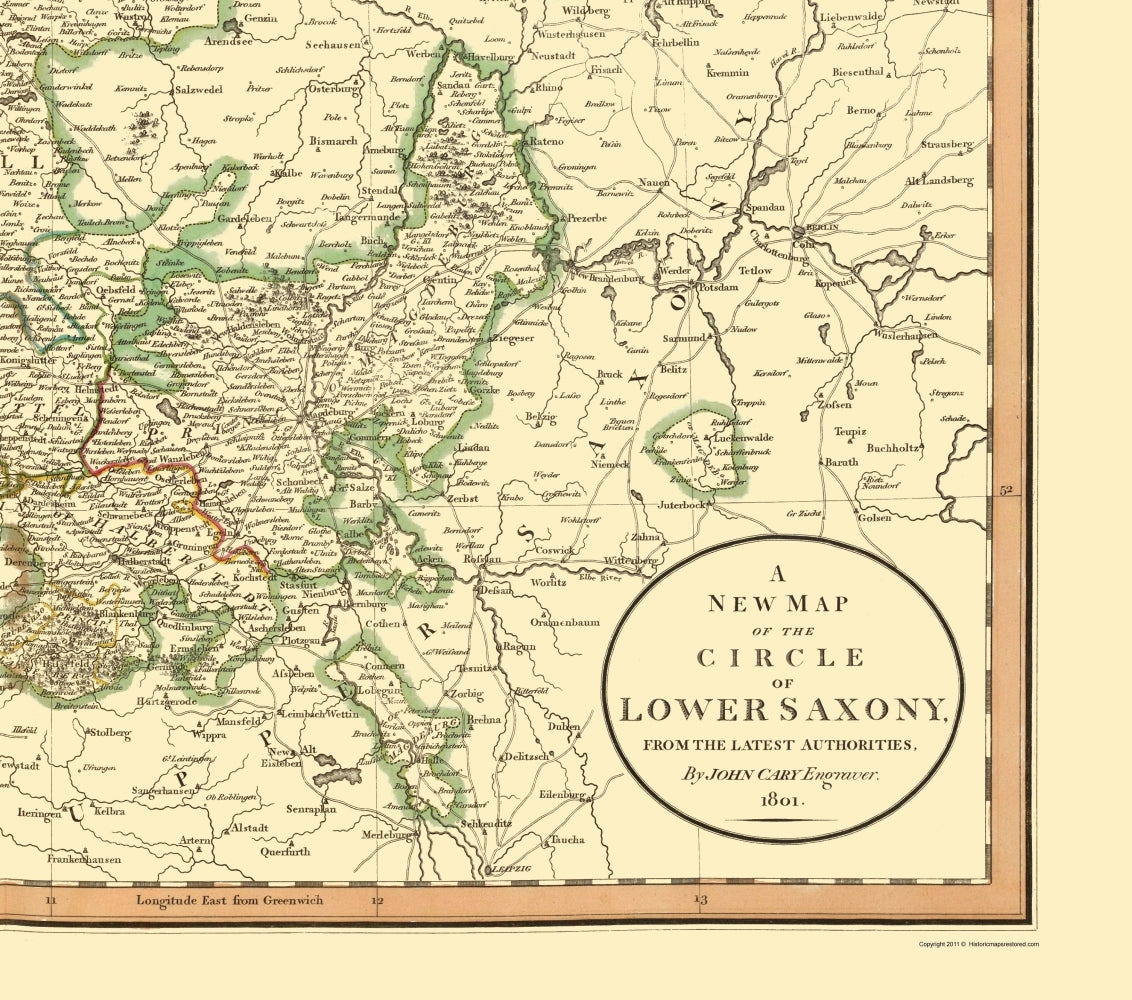 Historic Map - Saxony Germany Lower - Cary 1835 - Vintage Wall Art