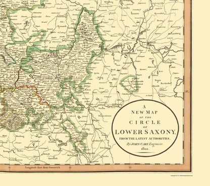 Historic Map - Saxony Germany Lower - Cary 1835 - Vintage Wall Art