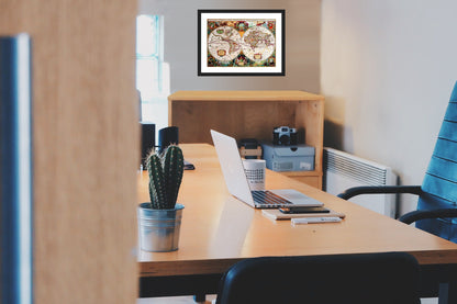 Historic Map - World - Hondio 1630 - Vintage Wall Art