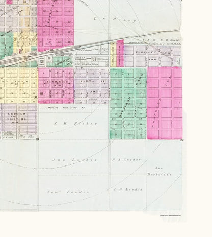 Historic City Map - Abilene Kansas - Everts 1887 - 23.00 x 25.64 - Vintage Wall Art