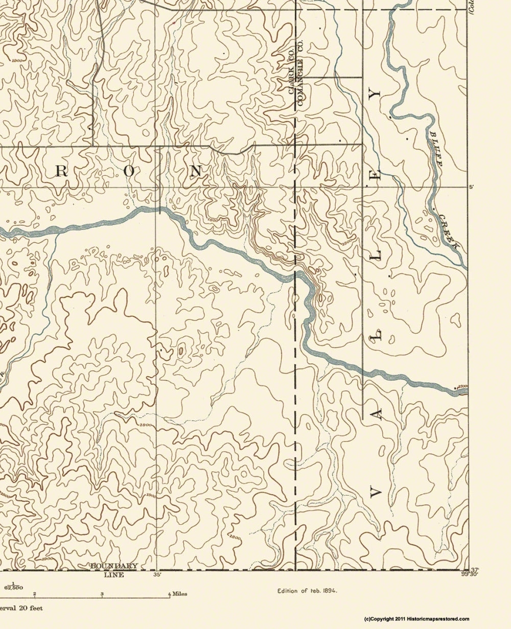 Topographical Map - Sitka Kansas Sheet - USGS 1894 - Vintage Wall Art