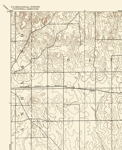 Topographical Map - Sitka Kansas Sheet - USGS 1894 - Vintage Wall Art