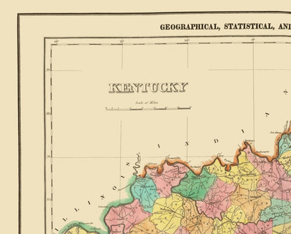 Historic State Map - Kentucky - Carey 1822 - Vintage Wall Art