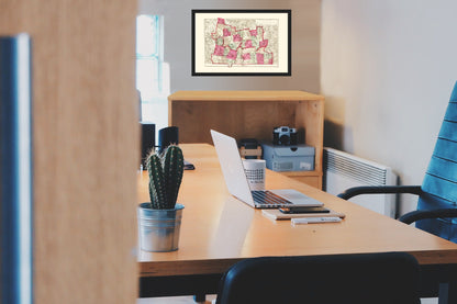 Historic County Map- Hampshire Hampden Massachusetts - Walling 1871 - Vintage Wall Art