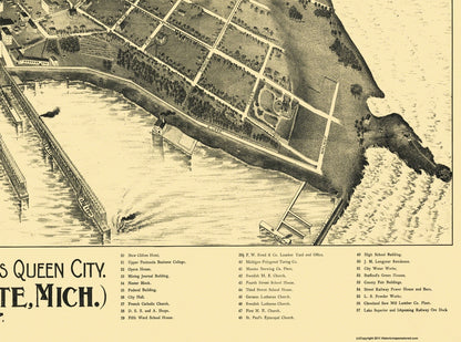 Historic Panoramic View - Marquette Michigan - 1897 - Vintage Wall Art
