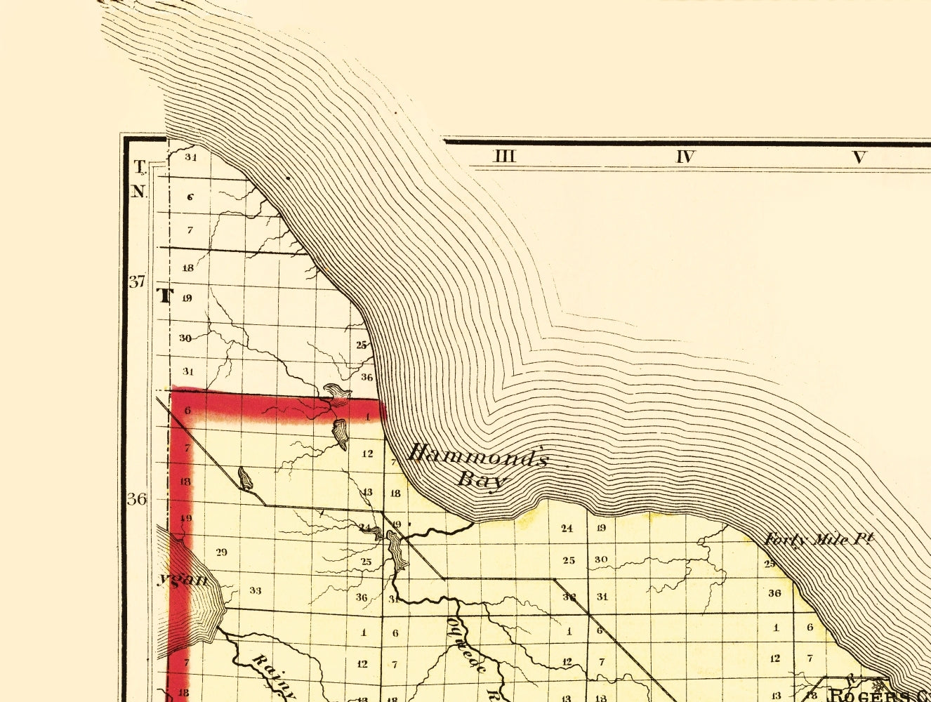 Historic County Map - Presque Isle County Michigan - Walling 1873 - Vintage Wall Art