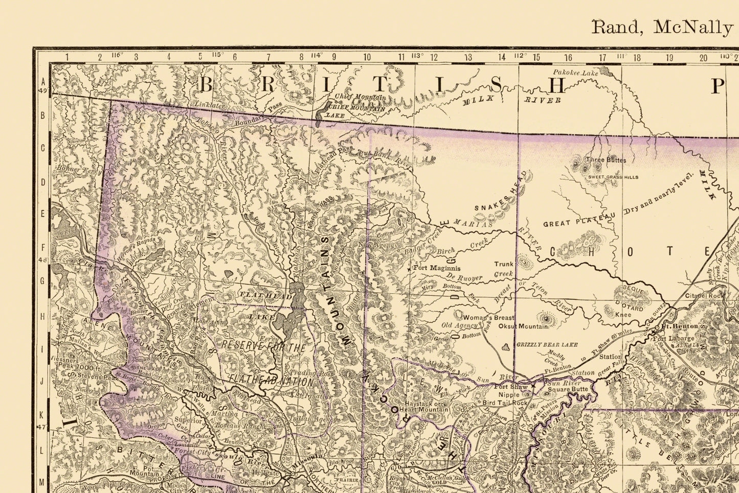 Historic State Map - Montana - Rand McNally 1879 - Vintage Wall Art