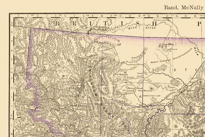Historic State Map - Montana - Rand McNally 1879 - Vintage Wall Art