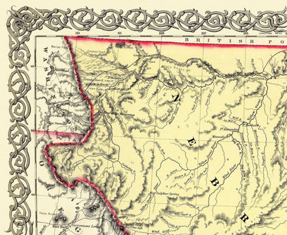 Historic State Map - Nebraska - Colton 1855 - Vintage Wall Art