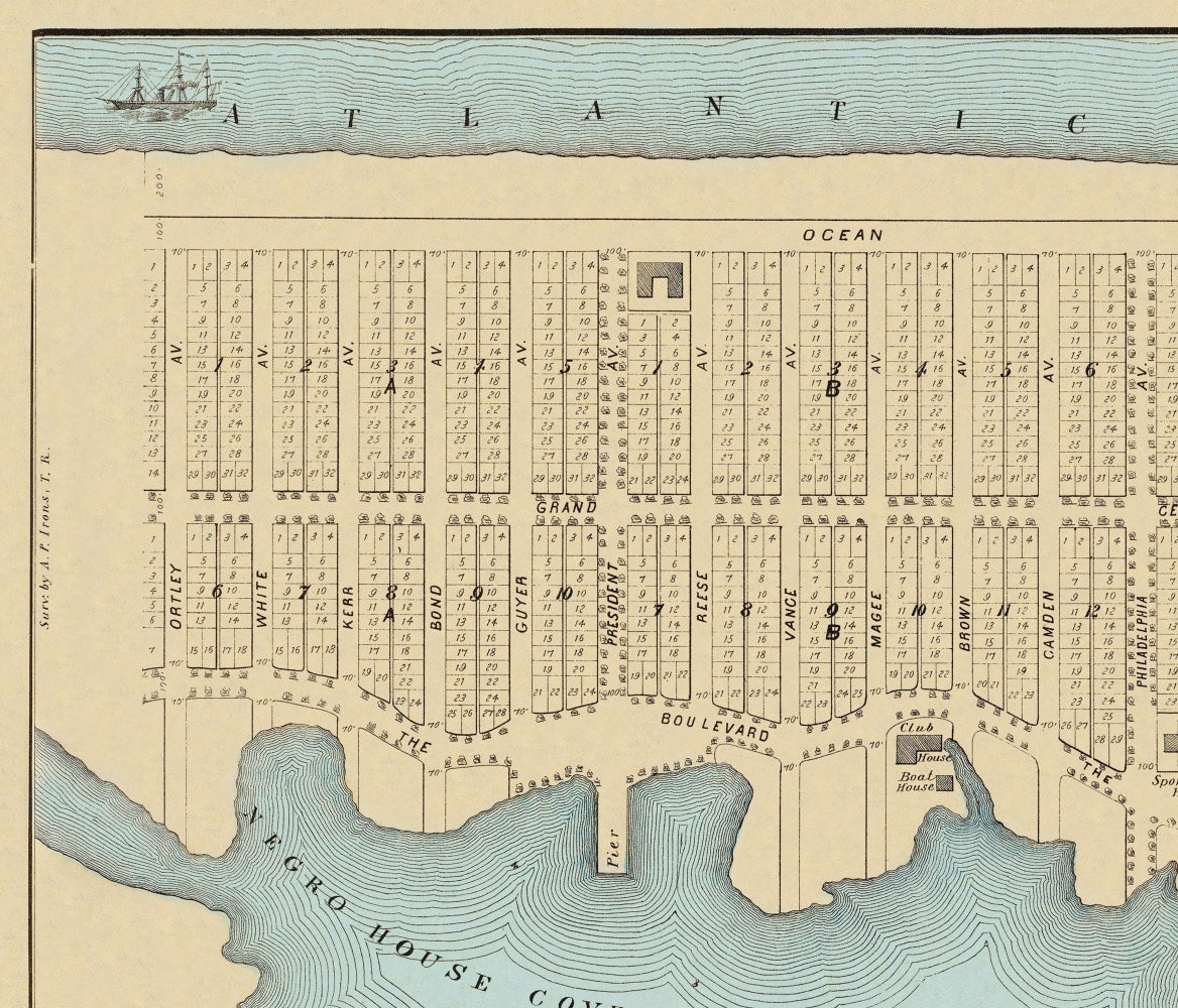 Historic City Map - Lavallette City Squann Beach New Jersey - Irons 1878 - Vintage Wall Art