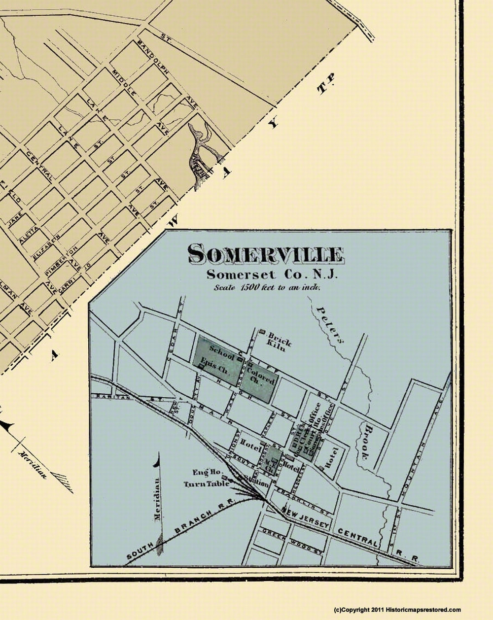 Historic City Map - Plainfield Flemington Somerville New Jersey - Beers 1872 - Vintage Wall Art