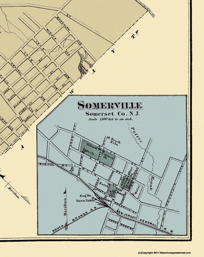 Historic City Map - Plainfield Flemington Somerville New Jersey - Beers 1872 - Vintage Wall Art