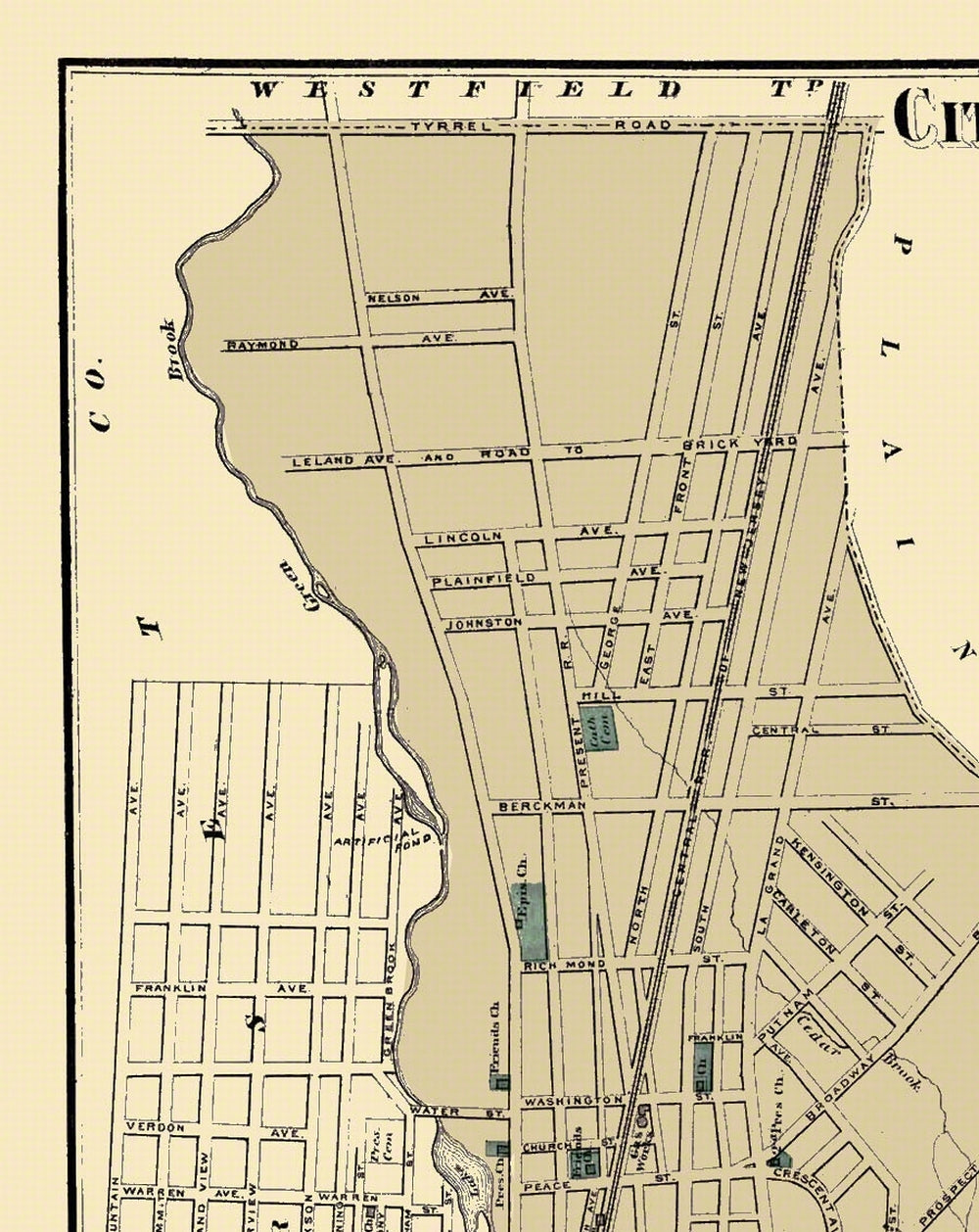 Historic City Map - Plainfield Flemington Somerville New Jersey - Beers 1872 - Vintage Wall Art
