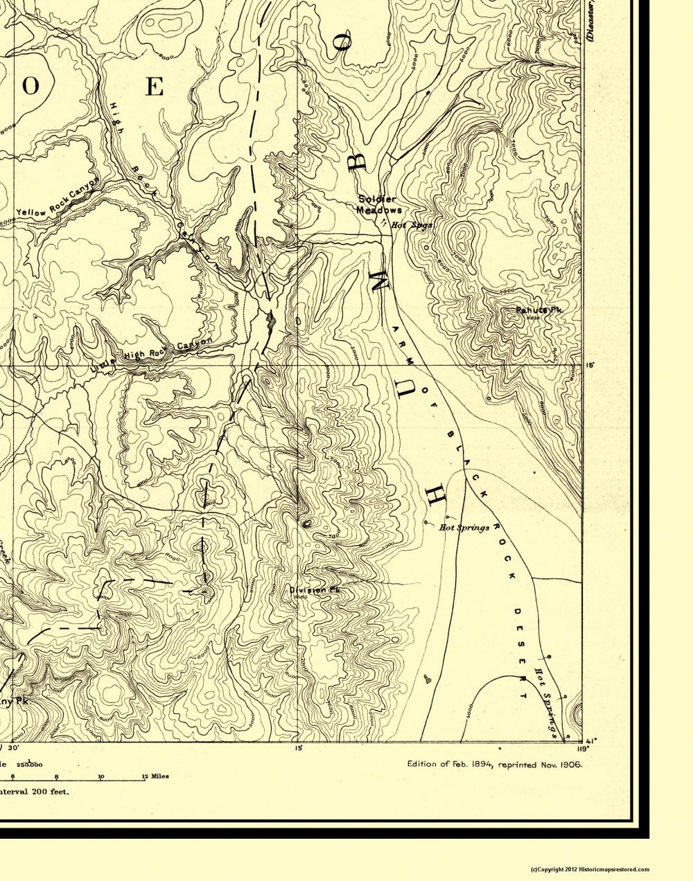 Topographical Map - Long Valley Nevada Sheet - USGS 1894 - Vintage Wall Art