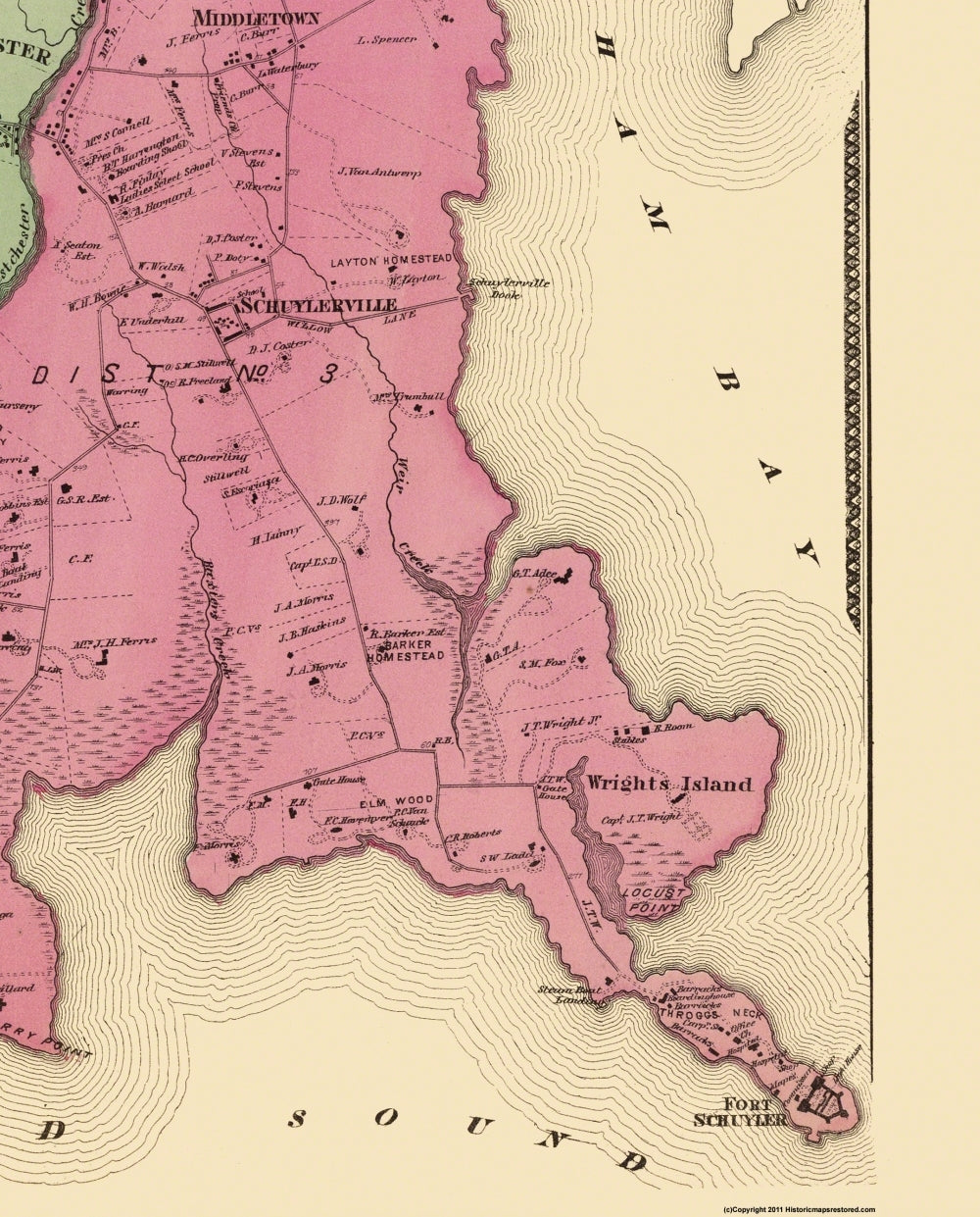 Historic City Map - Westchester New York - Beers 1868 - Vintage Wall Art