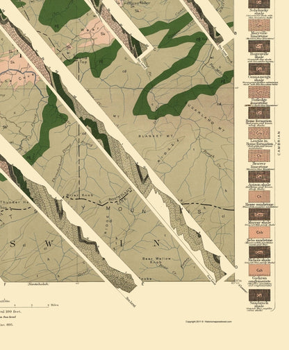 Topographical Map - Knoxville Tennessee North Carolina Sheet - USGS 1895 - Vintage Wall Art
