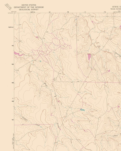 Topographical Map - Antelope Creek Texas South East Quad - USGS 1962 - Vintage Wall Art