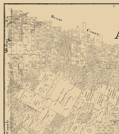 Historic County Map - Atascosa County Texas - Rosenberg 1894 - Vintage Wall Art