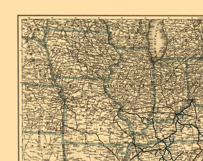Railroad Map - Norfolk and Western Railroad - Colton 1887 - Vintage Wall Art