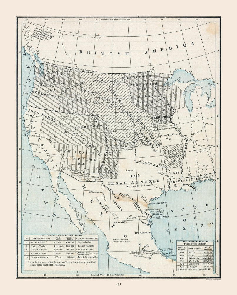 Historic State Map - United States West Expansion- Cram 1888 - Vintage Wall Art