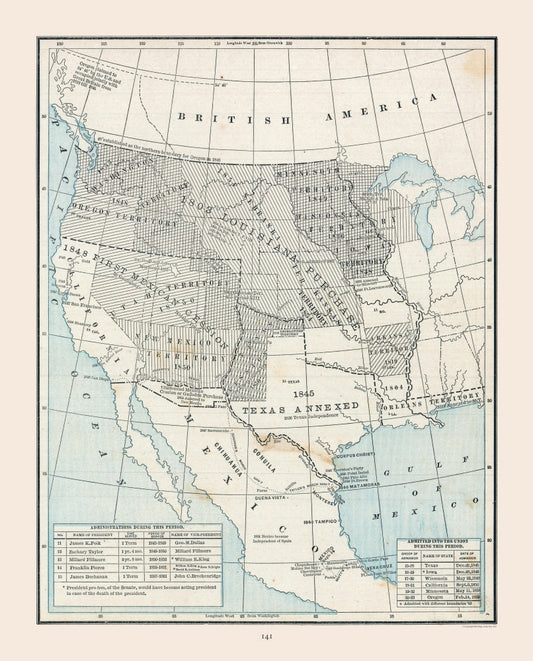 Historic State Map - United States West Expansion- Cram 1888 - Vintage Wall Art
