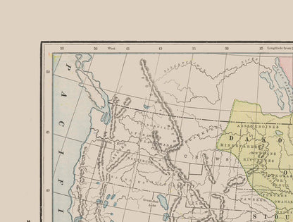 Historic War Map - Indian Nations First Settlement - Cram 1892 - Vintage Wall Art