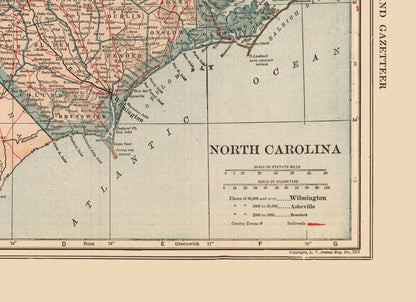 Historic State Map - North Carolina - Reynold 1921 - Vintage Wall Art