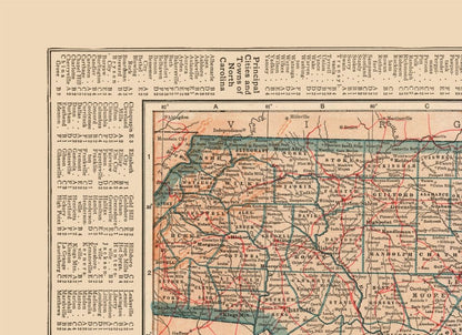 Historic State Map - North Carolina - Reynold 1921 - Vintage Wall Art