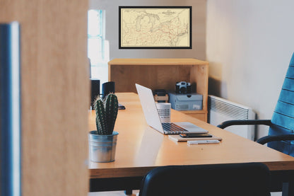 Railroad Map - Sunbury and Erie Railroad - Sibell 1850 - Vintage Wall Art