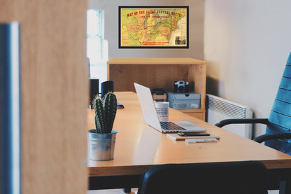 Railroad Map - Great Central Railroad Route - Thomas 1856 - Vintage Wall Art