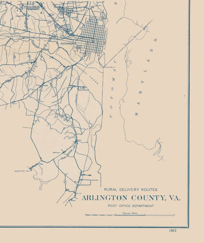 Historic County Map - Arlington County Virginia - 1920 - Vintage Wall Art
