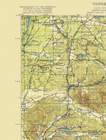 Topographical Map - Chehalis Washington Quad - USGS 1916 - Vintage Wall Art